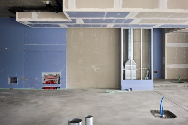 Smooth drywall wall finishing interior